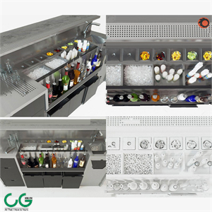 Modern water bar console 3d model